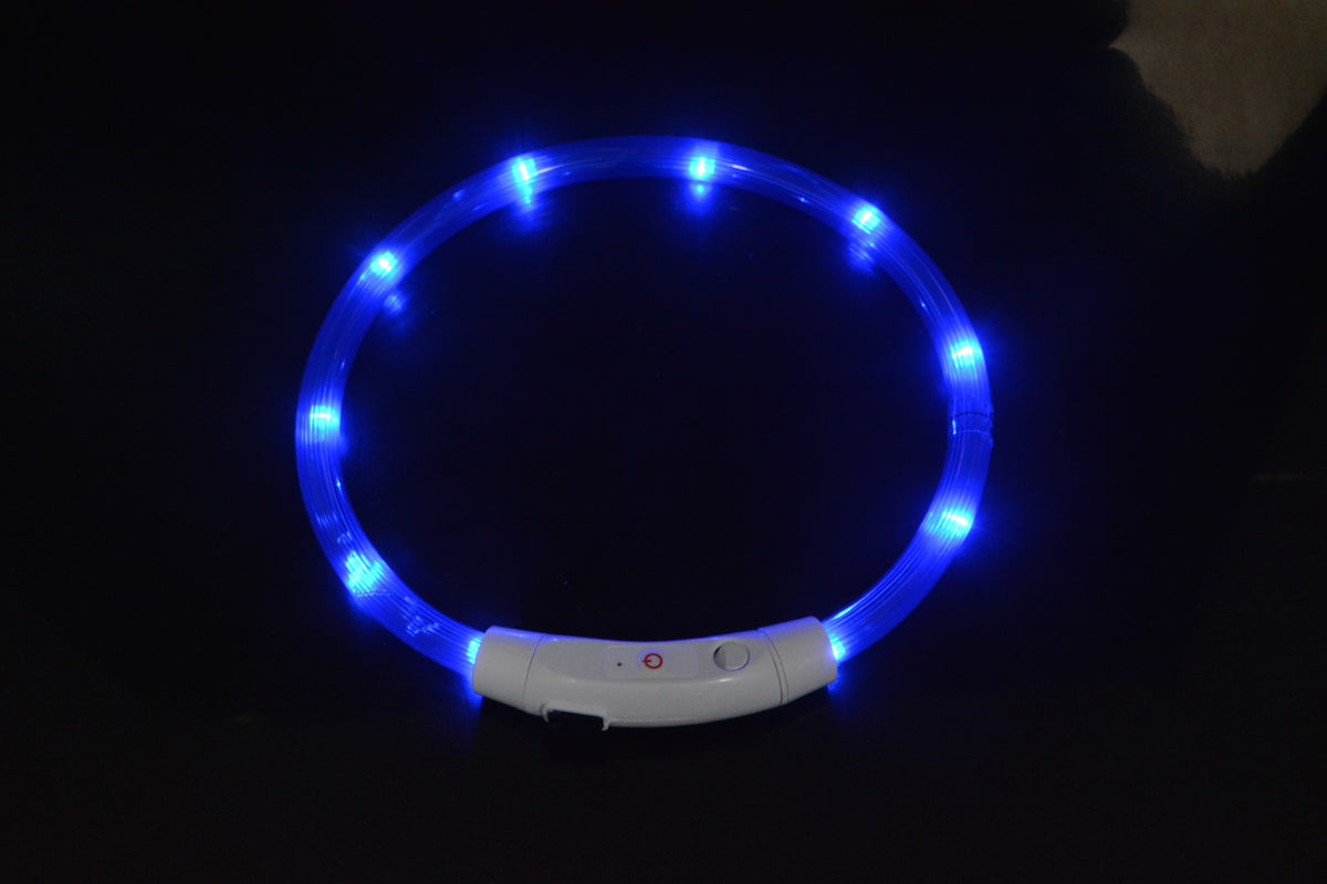 USB Rechargeable LED Glow Collar for Dogs - Night Safety Light-Up Collar
