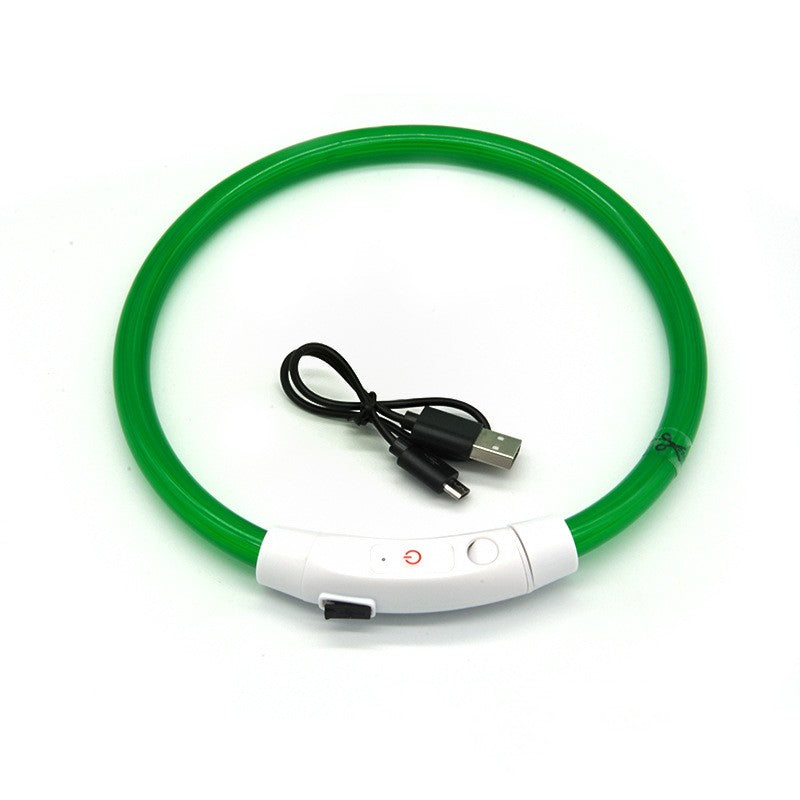 USB Rechargeable LED Glow Collar for Dogs - Night Safety Light-Up Collar