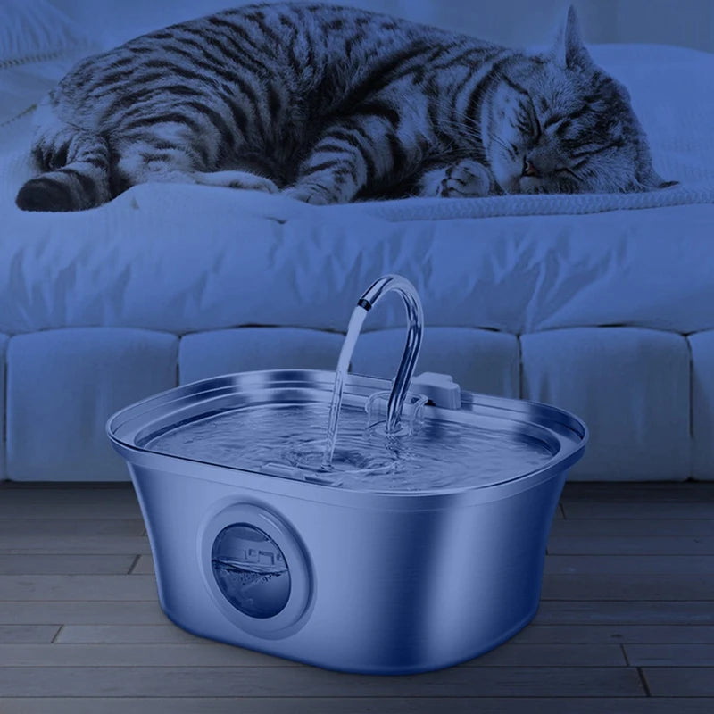 Stainless Steel Cat & Dog Water Fountain - 3.2L Filtered Pet Water Dispenser