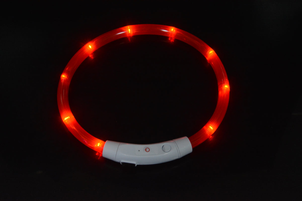USB Rechargeable LED Glow Collar for Dogs - Night Safety Light-Up Collar