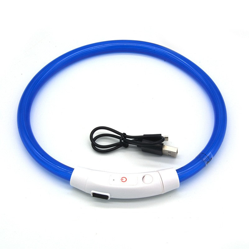 USB Rechargeable LED Glow Collar for Dogs - Night Safety Light-Up Collar
