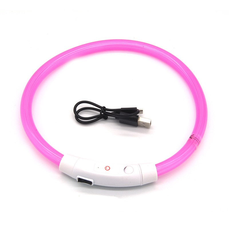 USB Rechargeable LED Glow Collar for Dogs - Night Safety Light-Up Collar