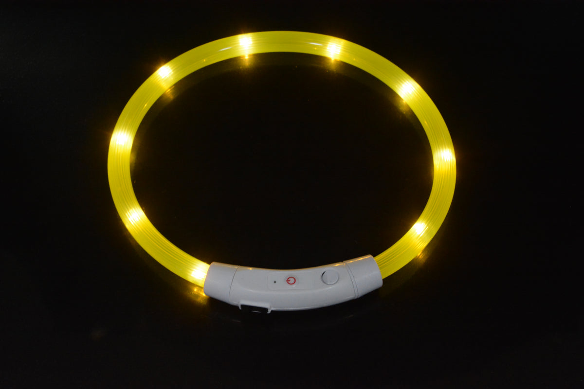 USB Rechargeable LED Glow Collar for Dogs - Night Safety Light-Up Collar