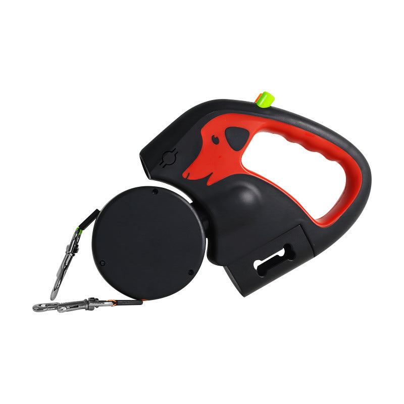 Dual Dog Leash with LED Light - Tangle-Free 360deg Retractable, 10ft