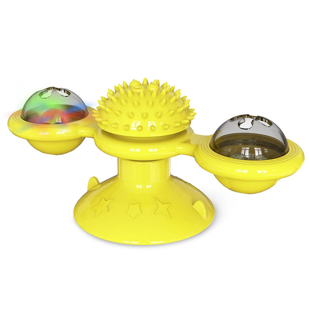 Rotating Windmill Puzzle Toy with Catnip Ball for Cats