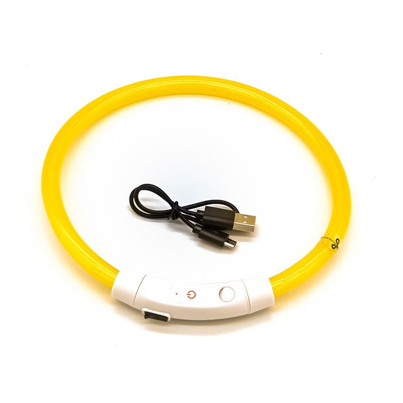 USB Rechargeable LED Glow Collar for Dogs - Night Safety Light-Up Collar
