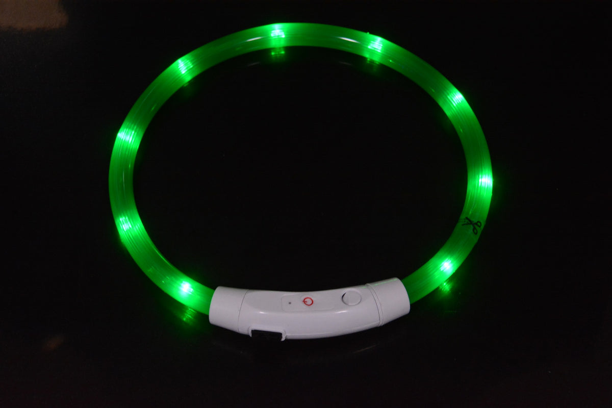 USB Rechargeable LED Glow Collar for Dogs - Night Safety Light-Up Collar