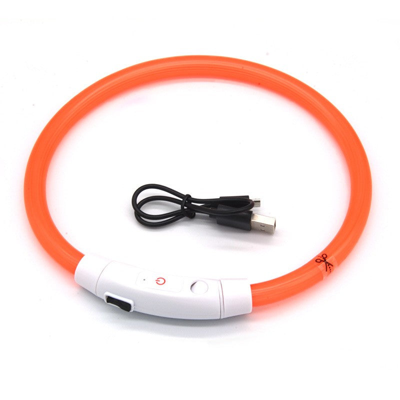 USB Rechargeable LED Glow Collar for Dogs - Night Safety Light-Up Collar