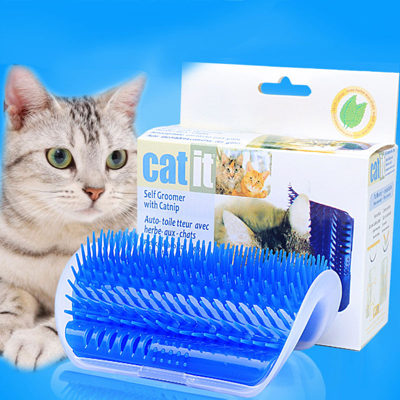 Self-Grooming Massage Brush for Cats - With Catnip Holder