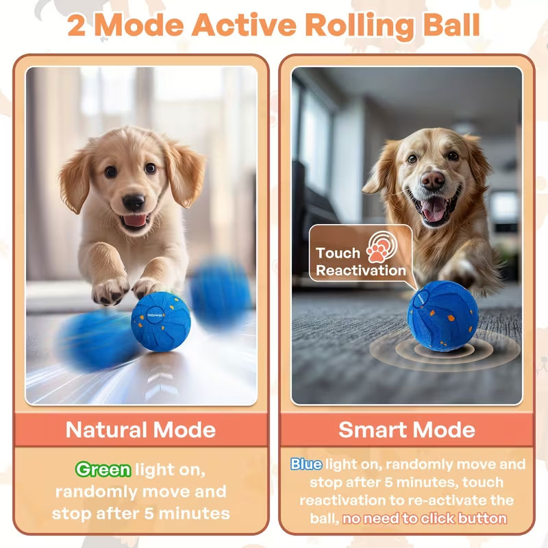 Interactive Chew Ball for Dogs - Bounce & Spin Motion Toy