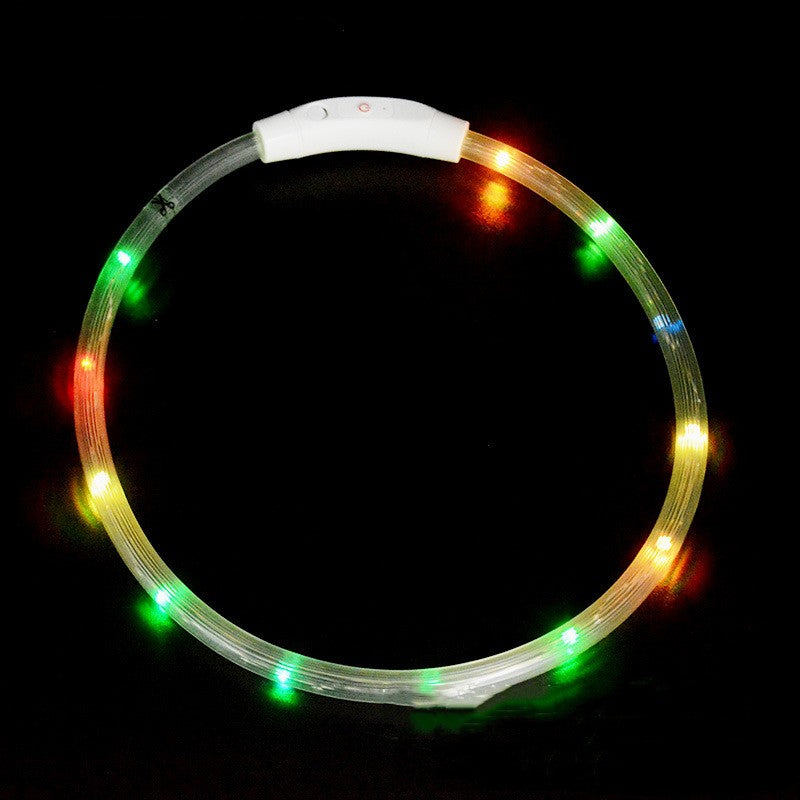 USB Rechargeable LED Glow Collar for Dogs - Night Safety Light-Up Collar