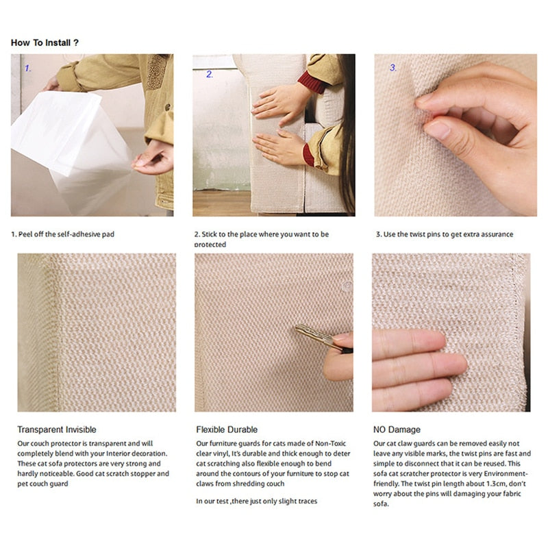 Furniture Scratch Guards for Cats - Flexible Protector Pads, Set of 2