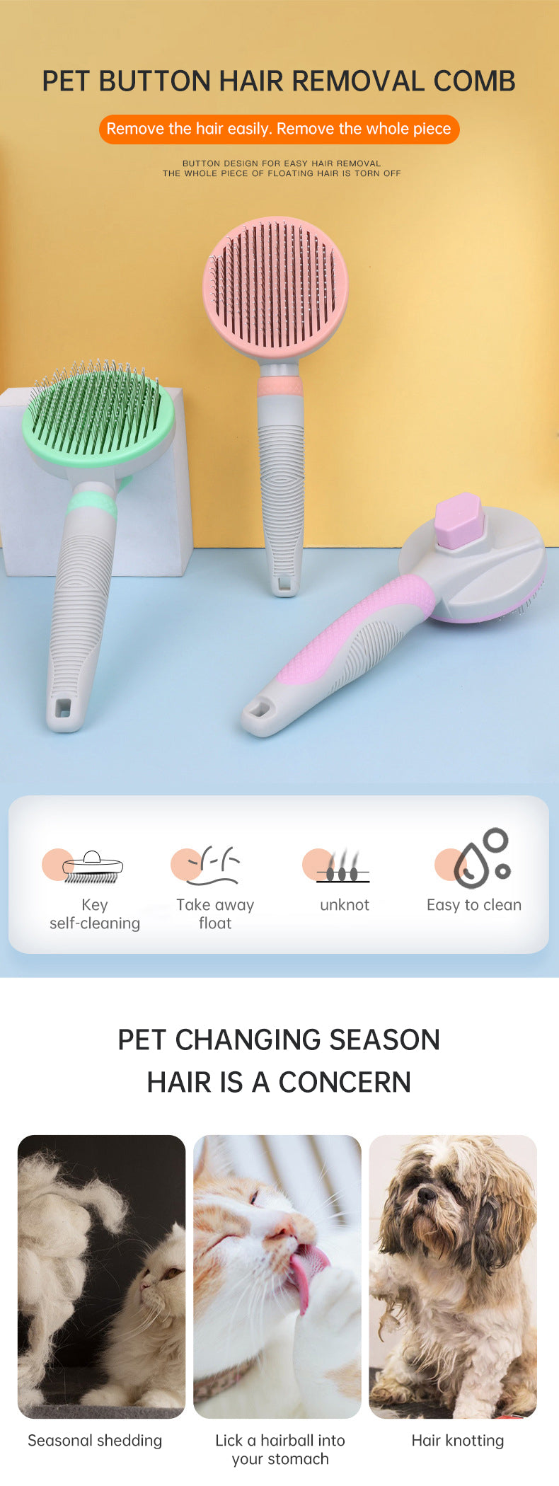 Self-Cleaning Slicker Brush for Dogs & Cats