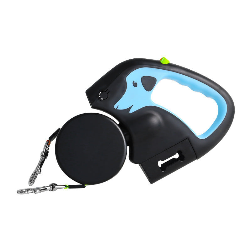 Dual Dog Leash with LED Light - Tangle-Free 360deg Retractable, 10ft