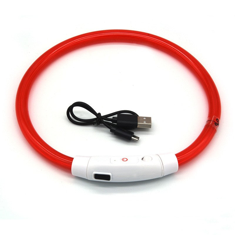 USB Rechargeable LED Glow Collar for Dogs - Night Safety Light-Up Collar