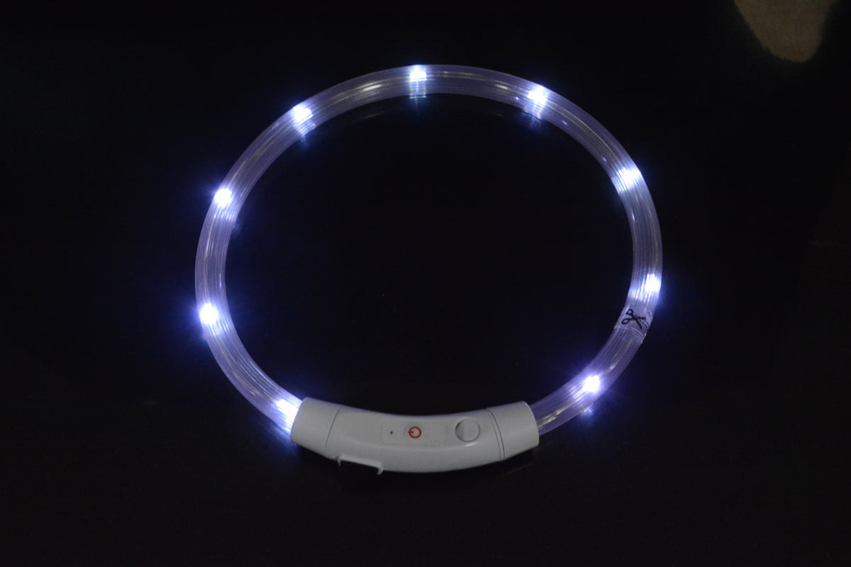 USB Rechargeable LED Glow Collar for Dogs - Night Safety Light-Up Collar