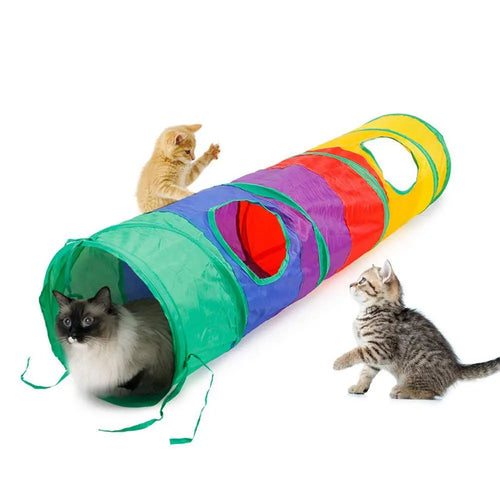 Collapsible Play Tunnel for Cats - Interactive Hide & Puzzle Toy