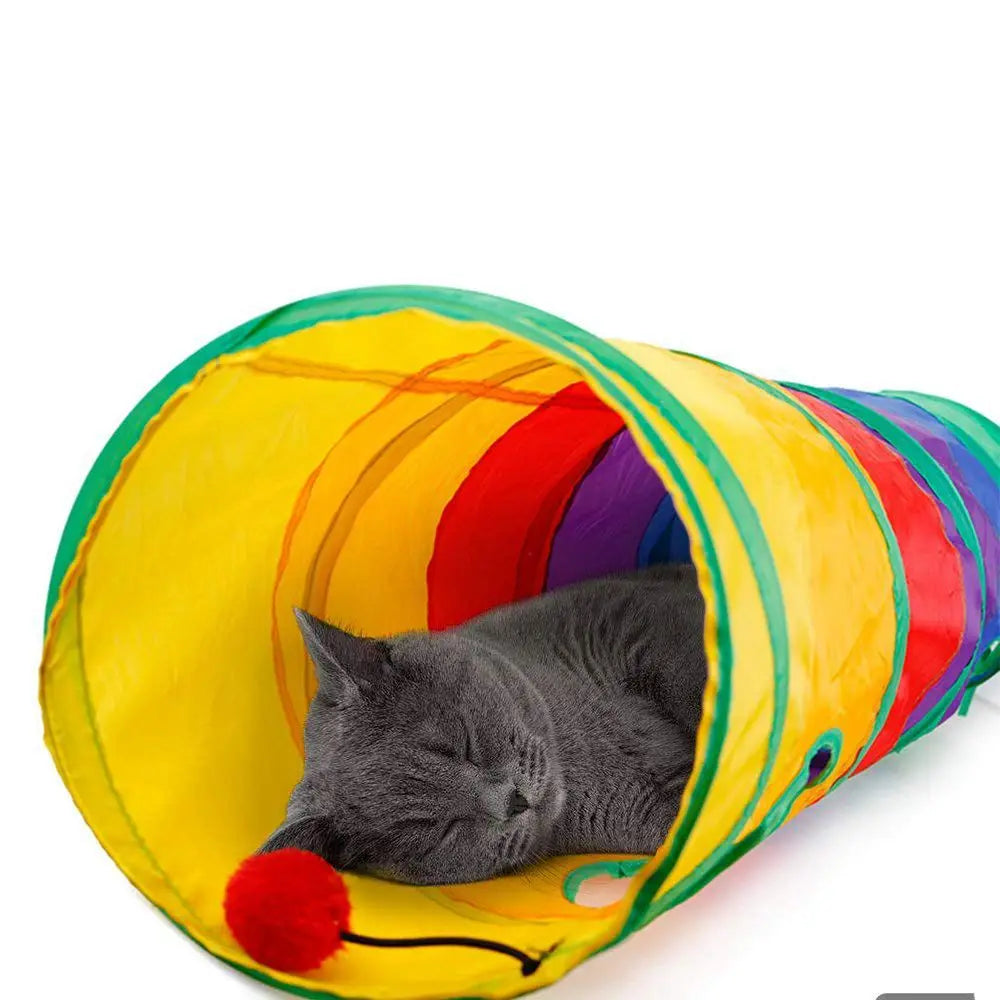 Collapsible Play Tunnel for Cats - Interactive Hide & Puzzle Toy