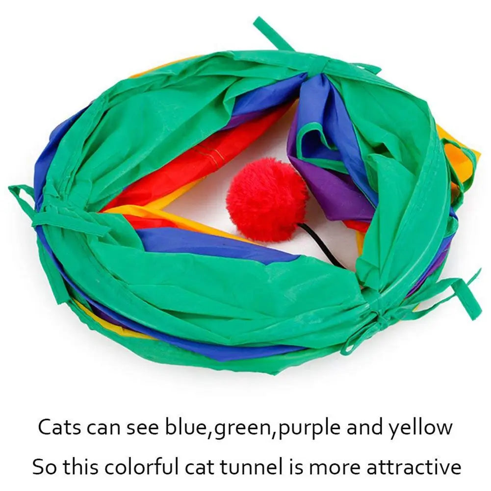 Collapsible Play Tunnel for Cats - Interactive Hide & Puzzle Toy